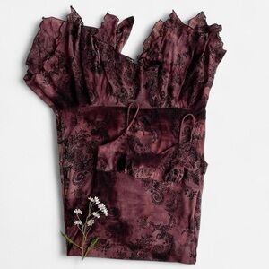 SOLDVintage burgundy floral tie dye whimsigoth fairy maxi dressSOLD